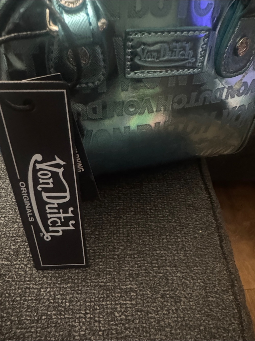 Von Dutch Metallic Teal Satchel - Picture 7 of 7